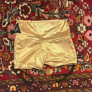 Metallic Gold High-Waist Dance Shorts